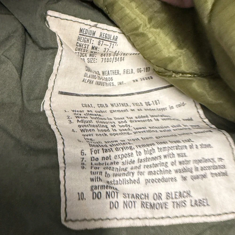 Military M-65 Field Jacket Mens Medium Green Fair US Air Force Childers Patches